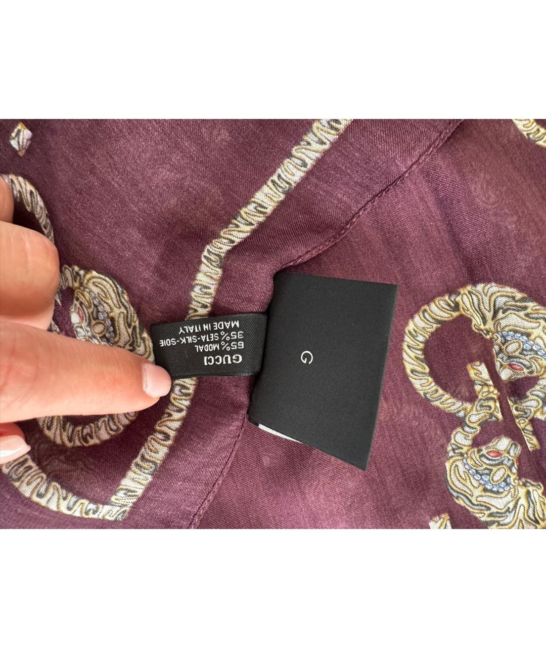 GUCCI Фиолетовый шелковый платок, фото 5