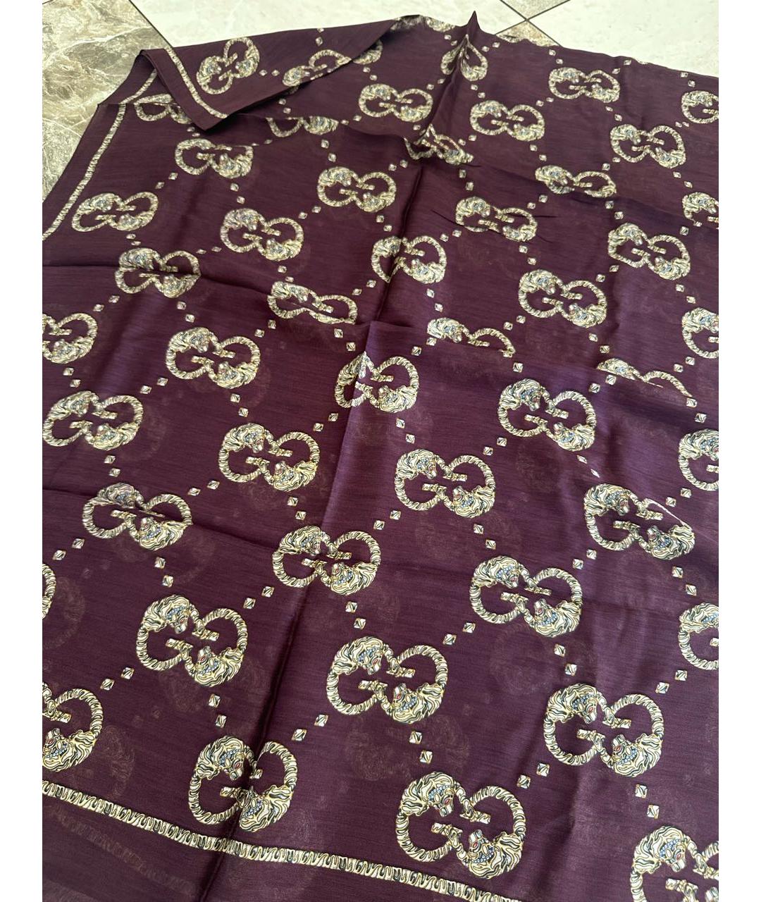 GUCCI Фиолетовый шелковый платок, фото 4