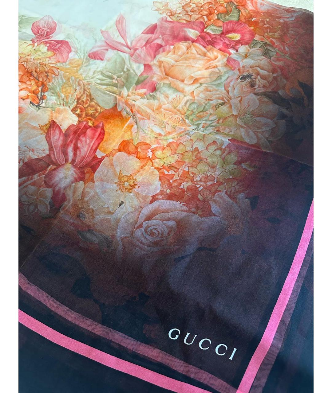 GUCCI Розовый шелковый платок, фото 3