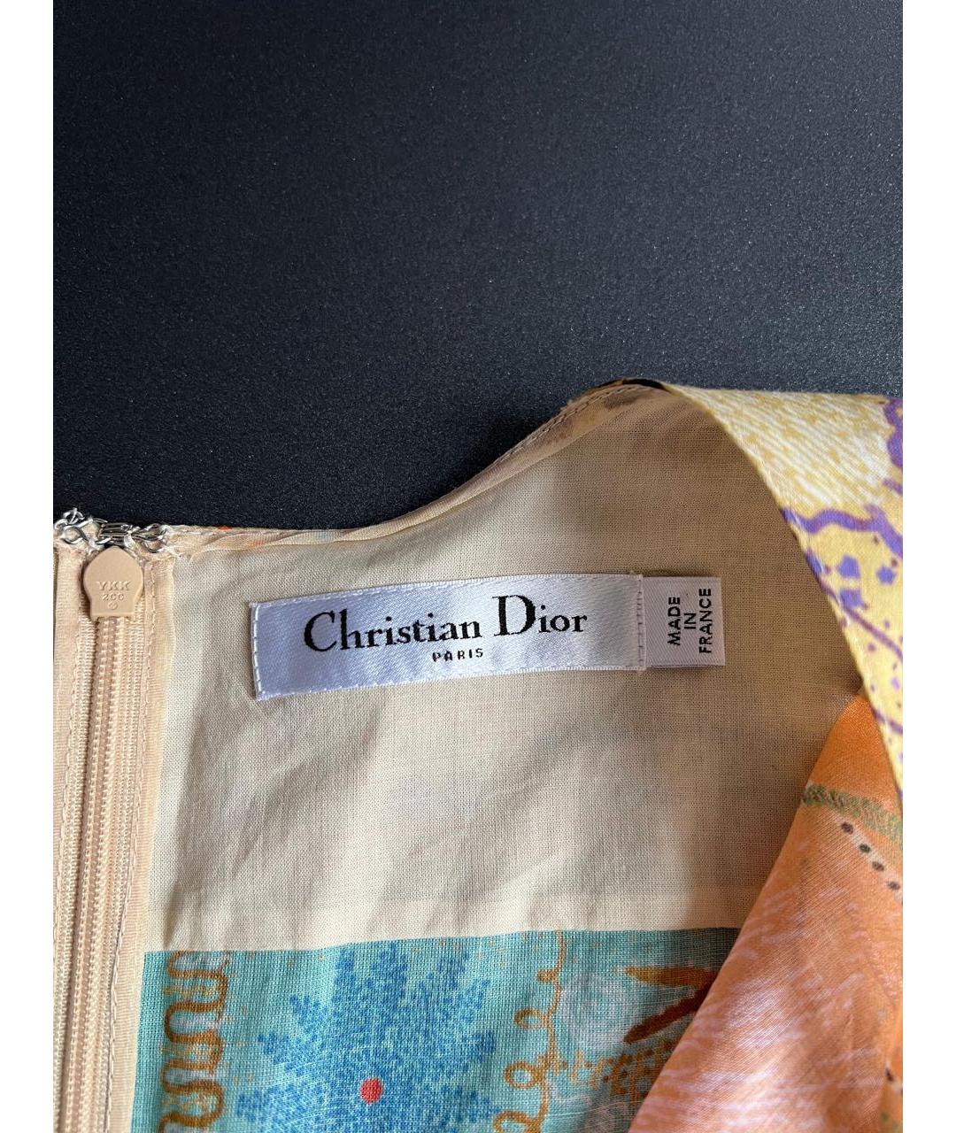 CHRISTIAN DIOR Мульти хлопковое повседневное платье, фото 3
