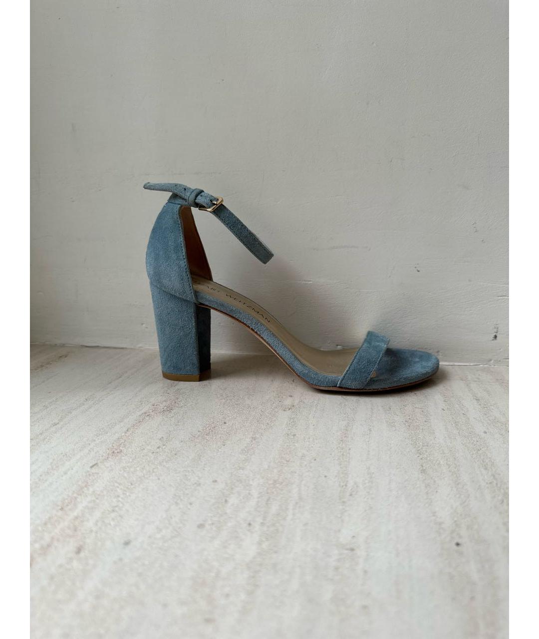 STUART WEITZMAN Голубые замшевые босоножки, фото 7