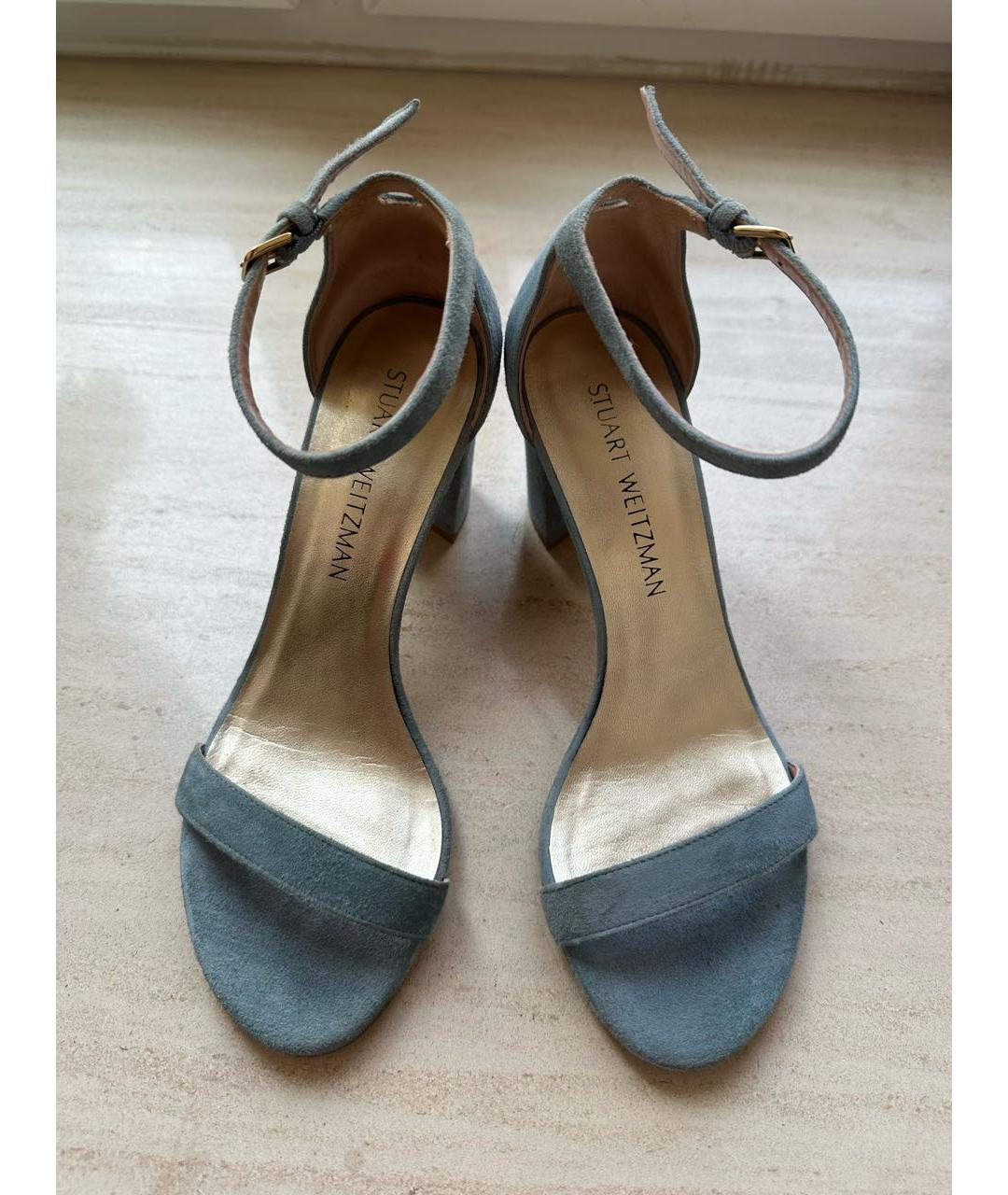 STUART WEITZMAN Голубые замшевые босоножки, фото 5