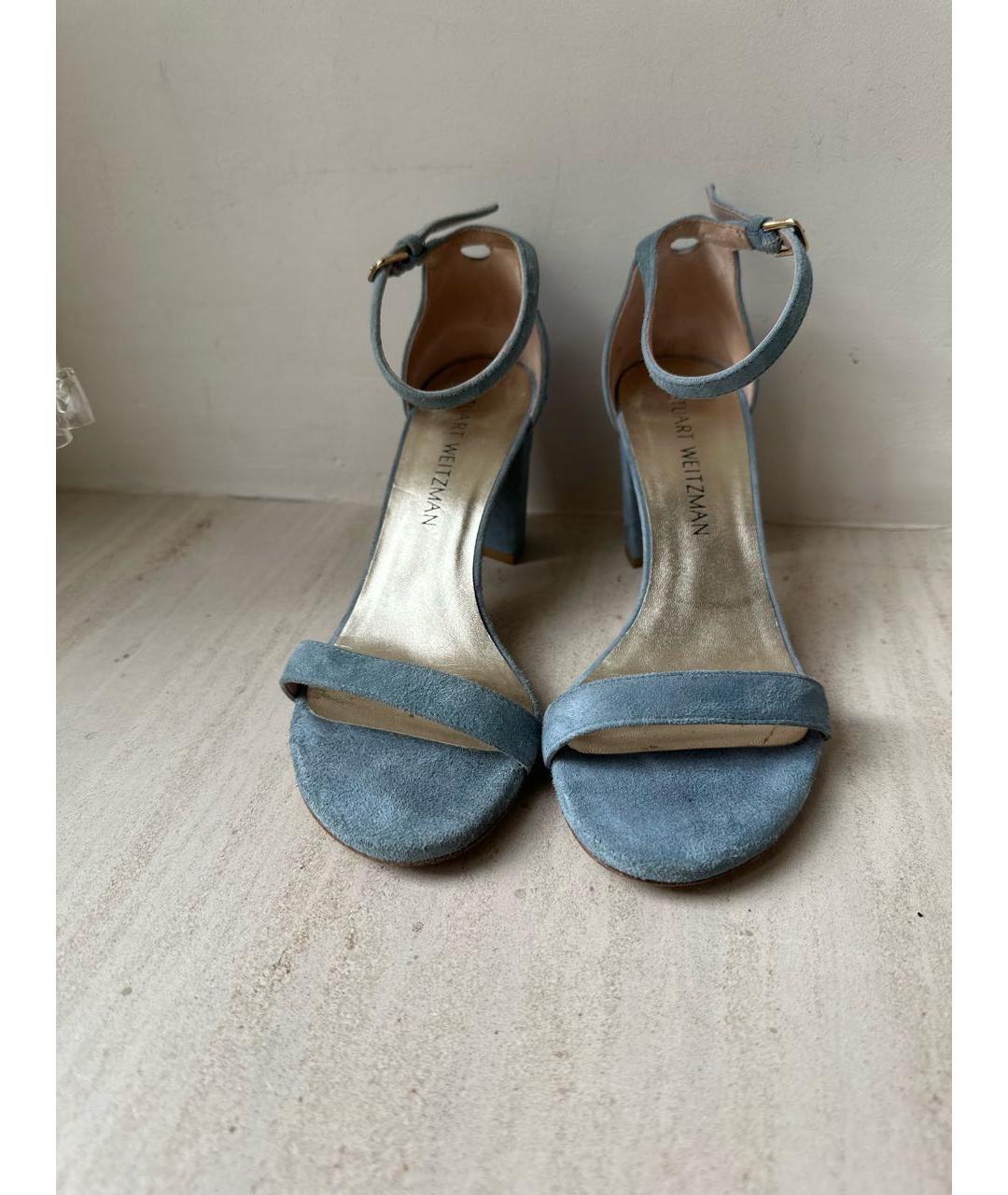 STUART WEITZMAN Голубые замшевые босоножки, фото 2