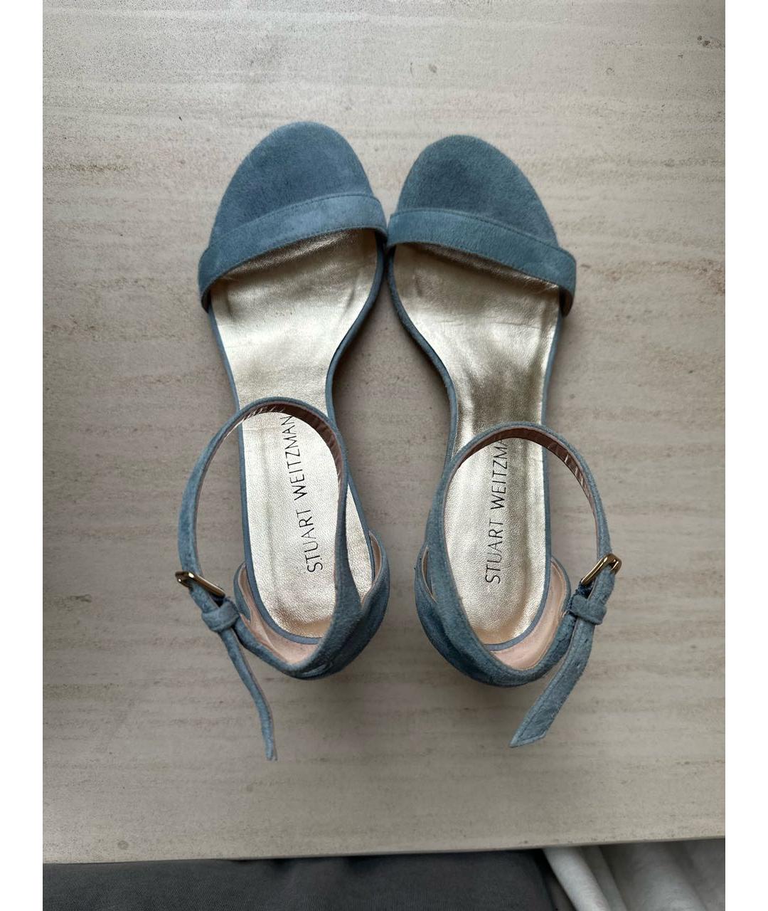 STUART WEITZMAN Голубые замшевые босоножки, фото 3