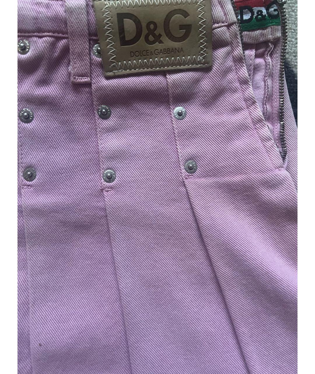 DOLCE&GABBANA Розовая деним юбка мини, фото 3