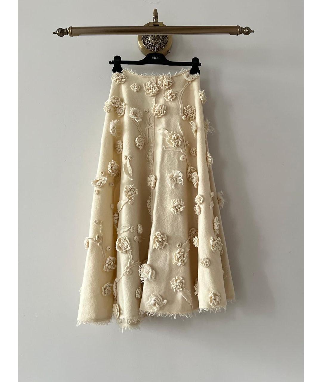 CHRISTIAN DIOR Бежевая шерстяная юбка макси, фото 9