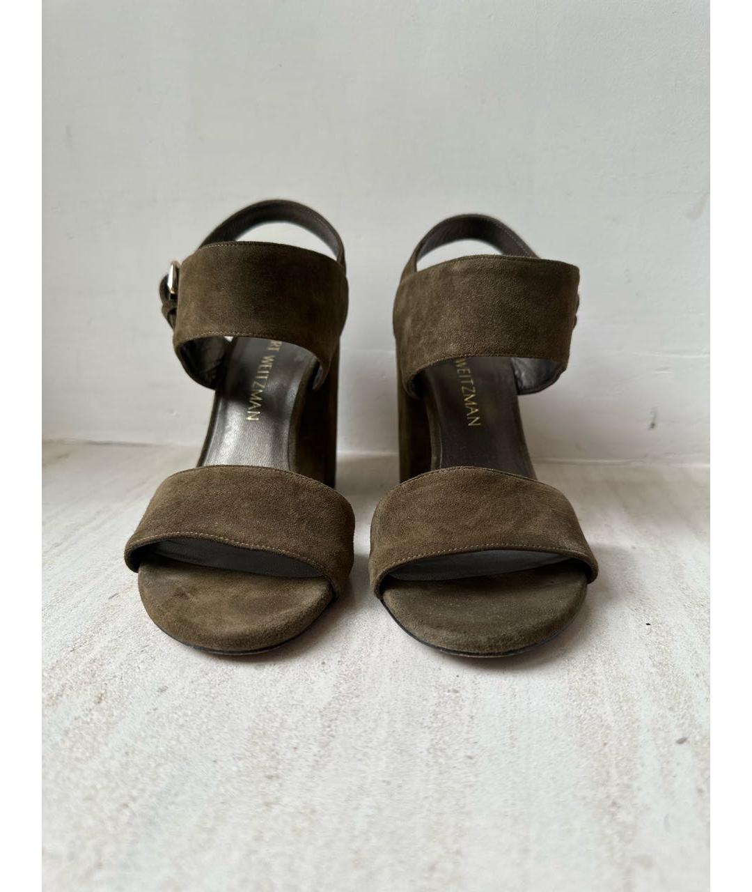 STUART WEITZMAN Хаки замшевые босоножки, фото 2