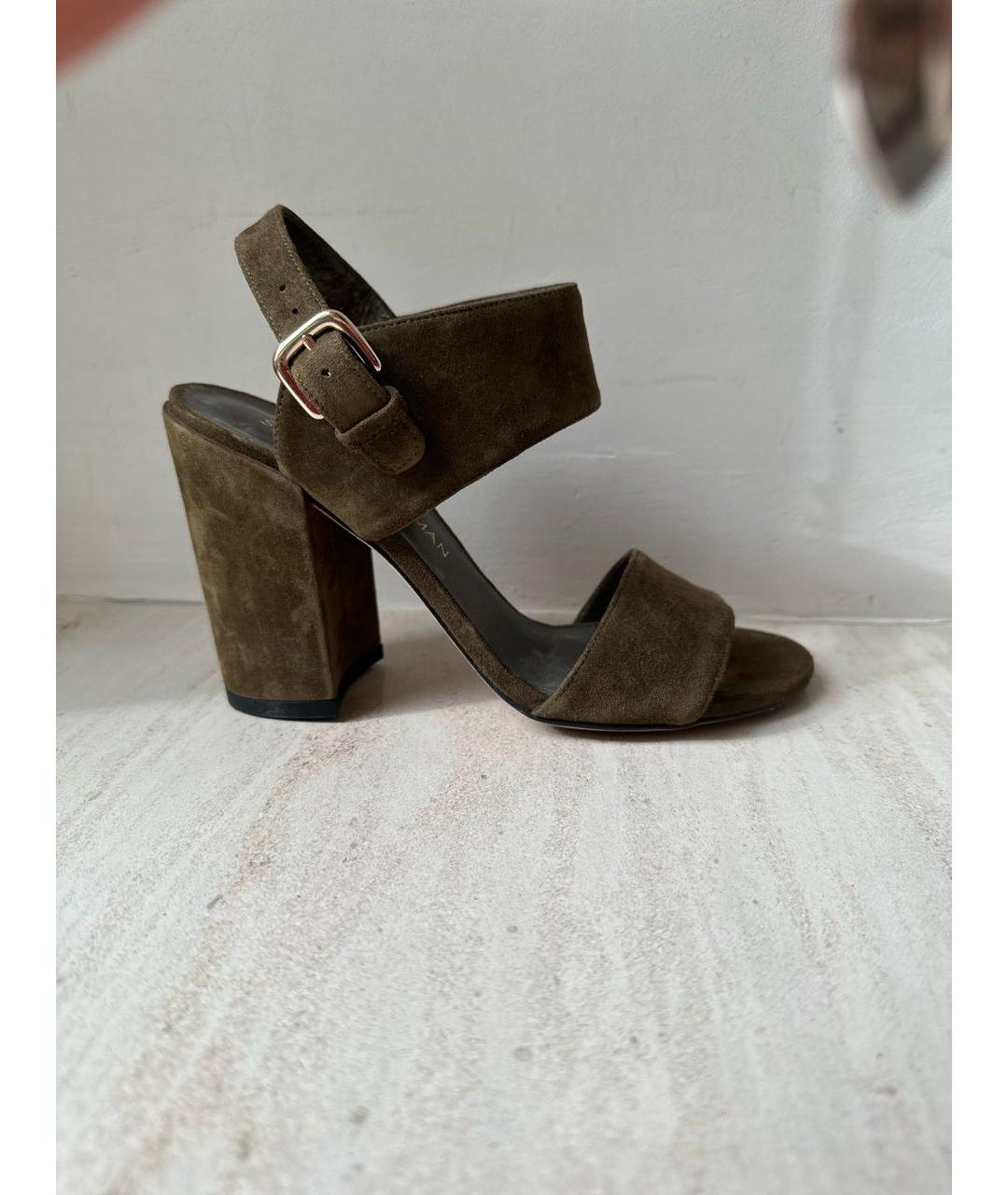 STUART WEITZMAN Хаки замшевые босоножки, фото 6