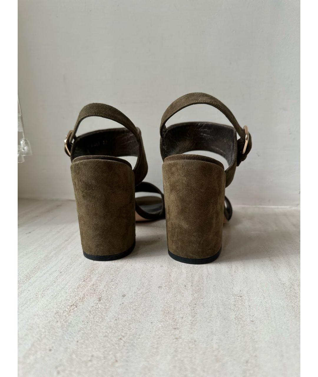 STUART WEITZMAN Хаки замшевые босоножки, фото 4
