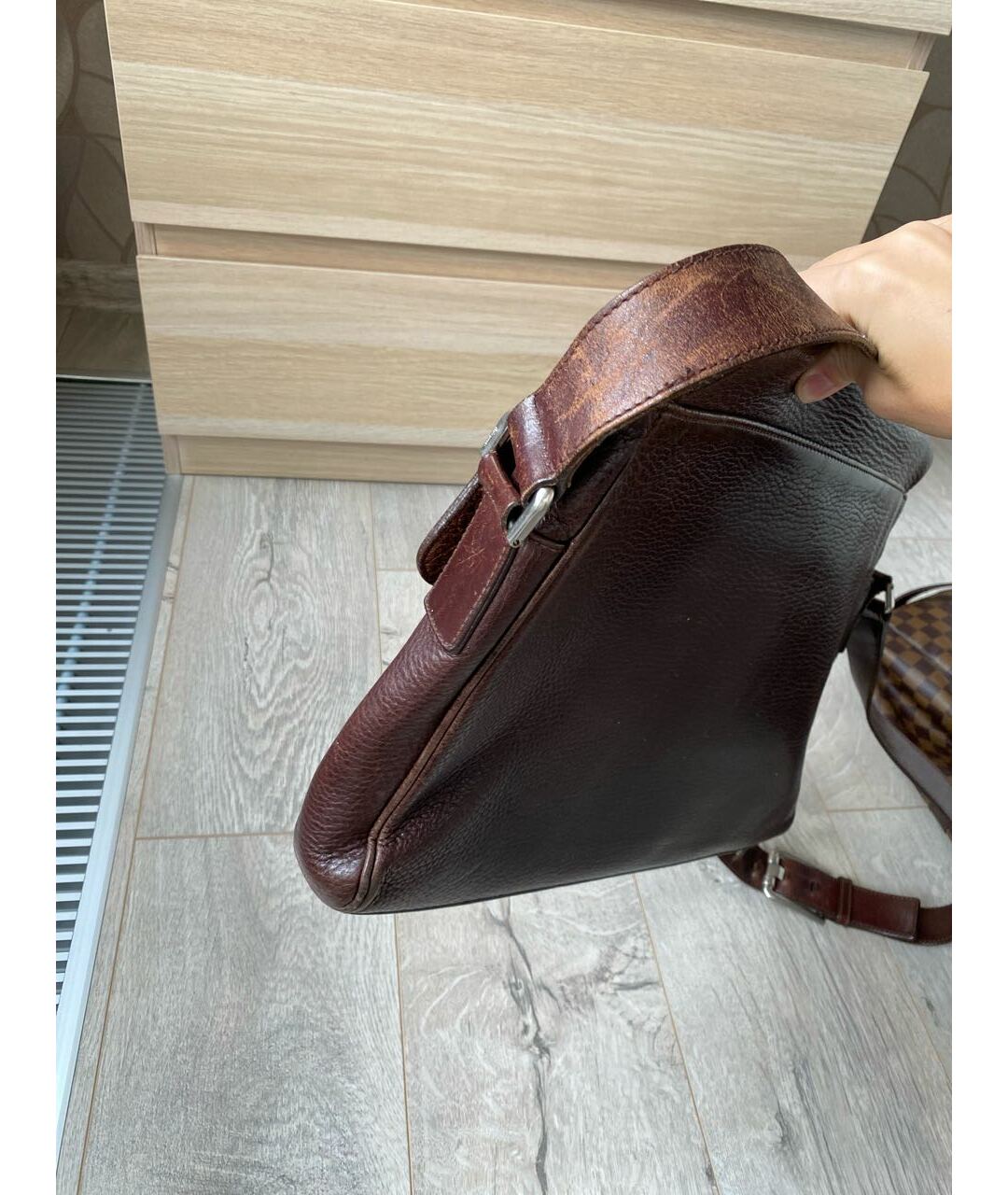 SALVATORE FERRAGAMO Коричневый кожаный портфель, фото 2