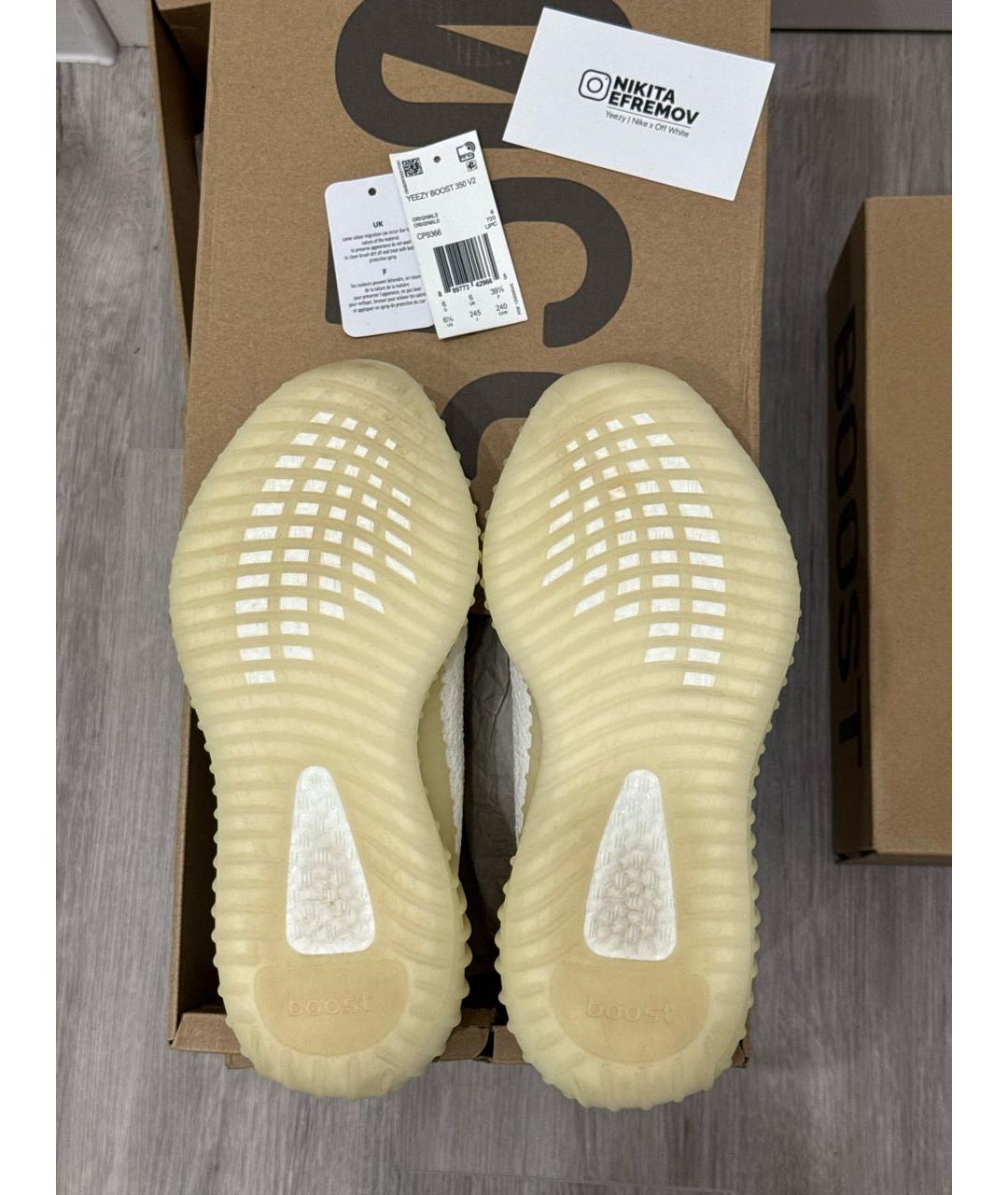 ADIDAS YEEZY Белые текстильные кроссовки, фото 6