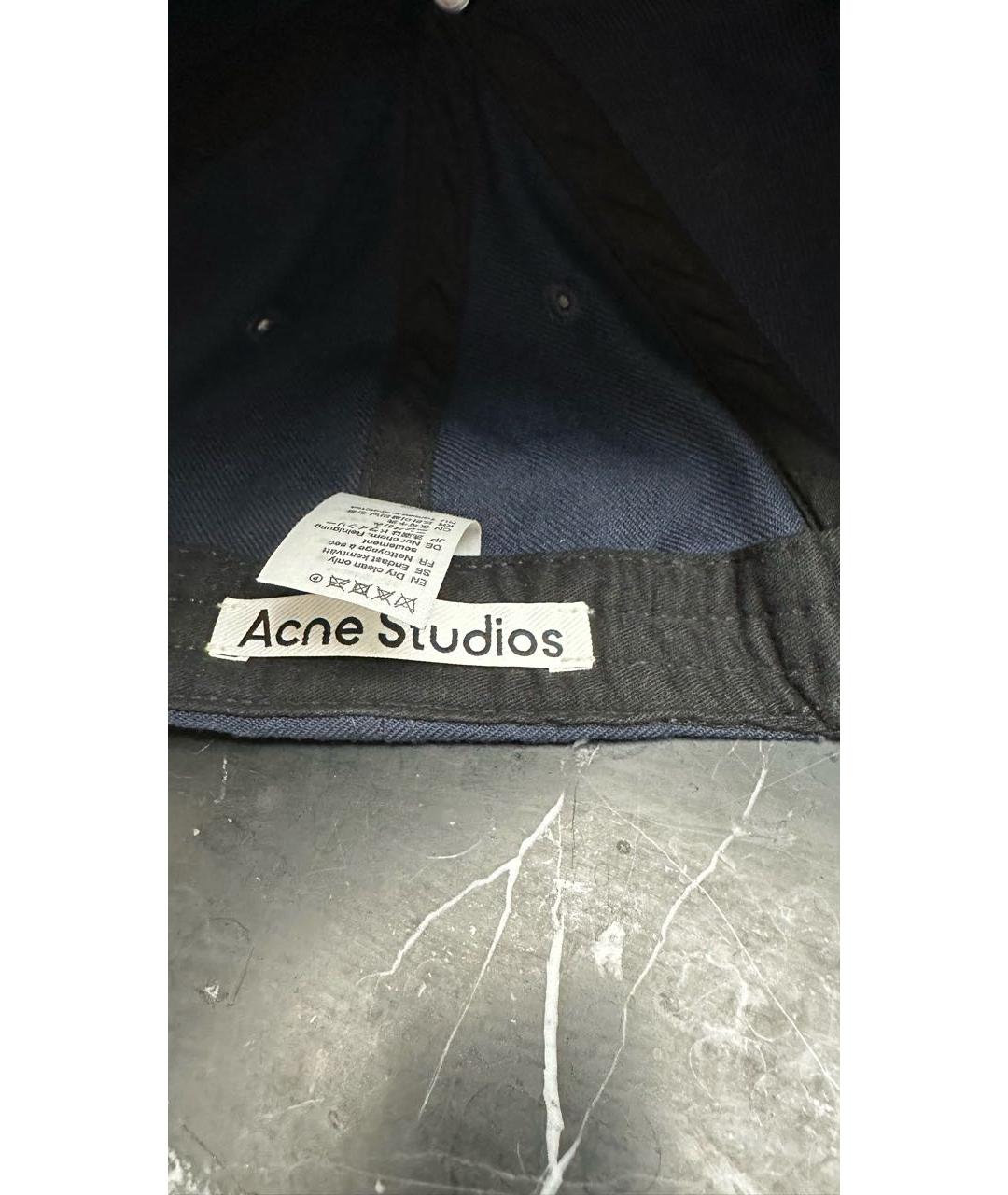 ACNE STUDIOS Темно-синяя хлопковая кепка/бейсболка, фото 4