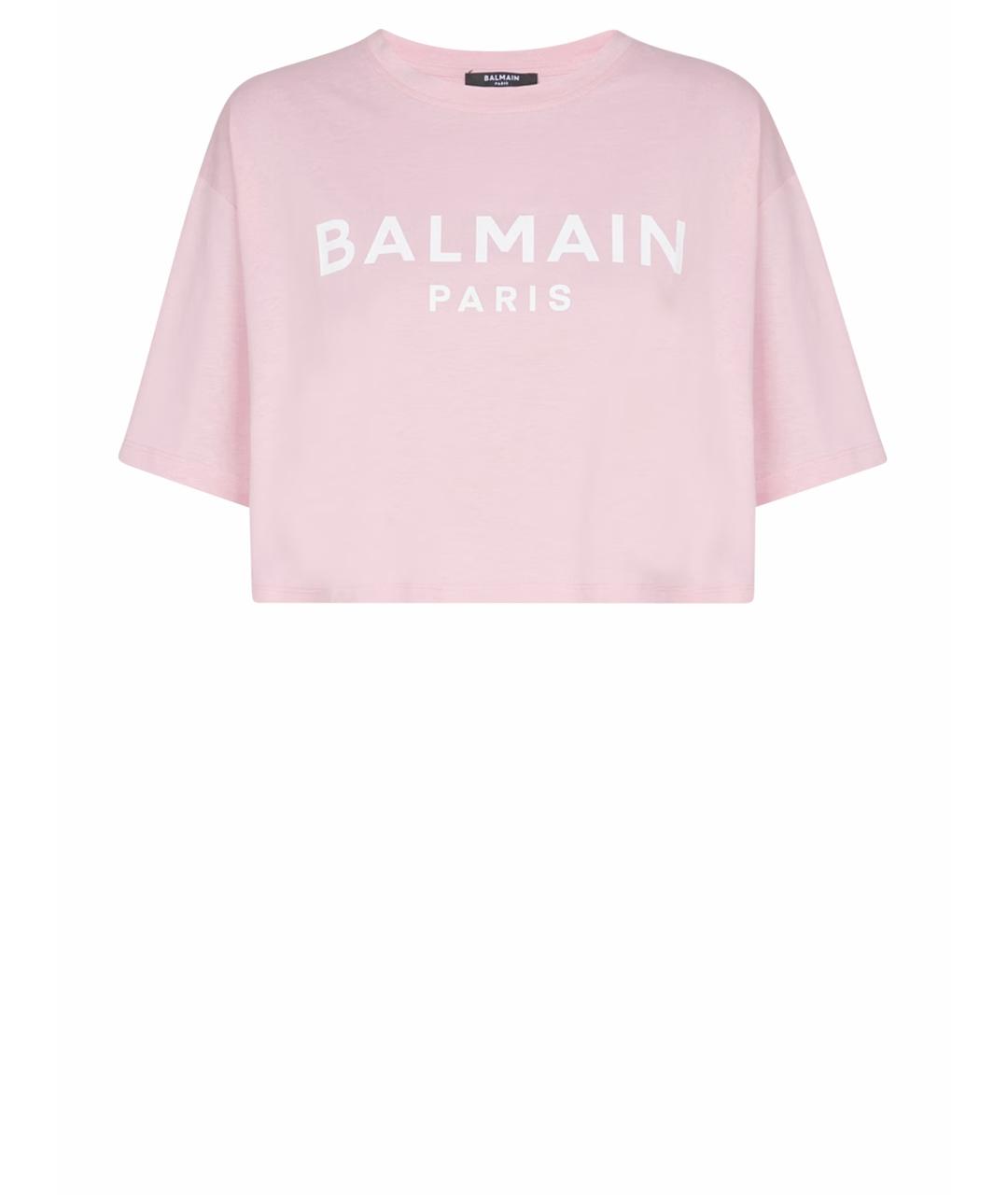 BALMAIN Розовая хлопковая футболка, фото 1