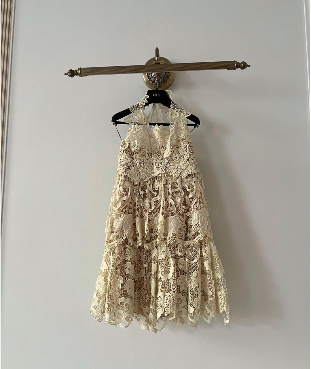 CHRISTIAN DIOR Бежевое полиэстеровое вечернее платье, фото 9