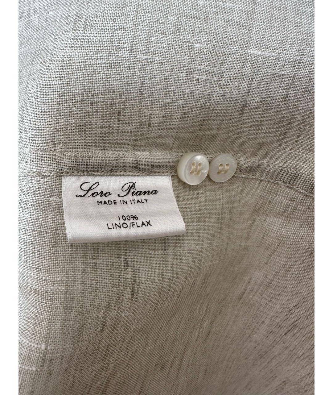 LORO PIANA Бежевая льняная кэжуал рубашка, фото 5