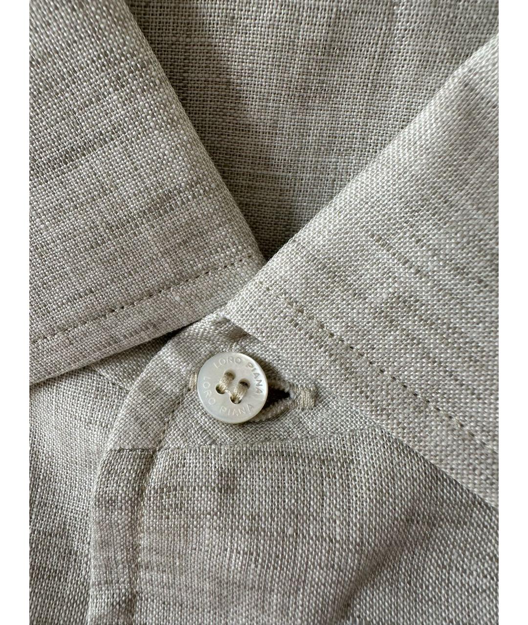 LORO PIANA Бежевая льняная кэжуал рубашка, фото 6