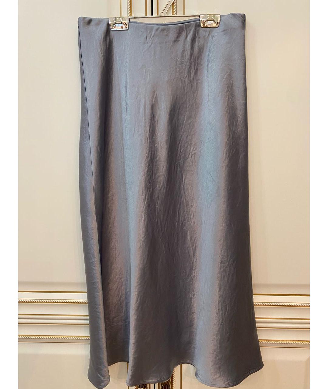 MAX MARA Голубая шелковая юбка миди, фото 5