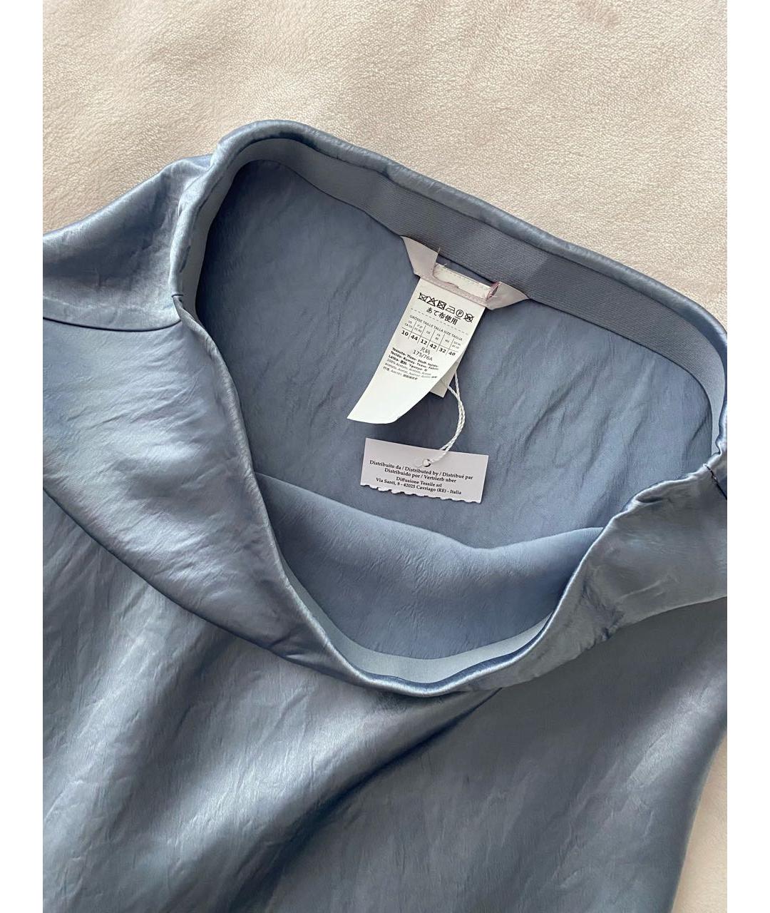 MAX MARA Голубая шелковая юбка миди, фото 3