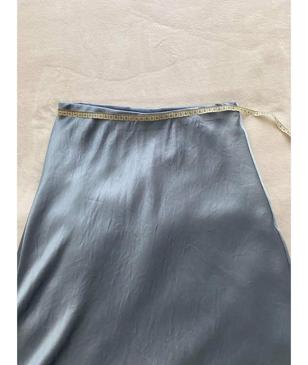 MAX MARA Голубая шелковая юбка миди, фото 4