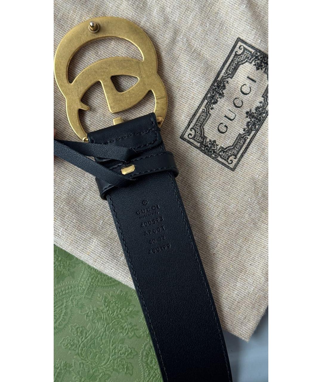 GUCCI Черный кожаный ремень, фото 3