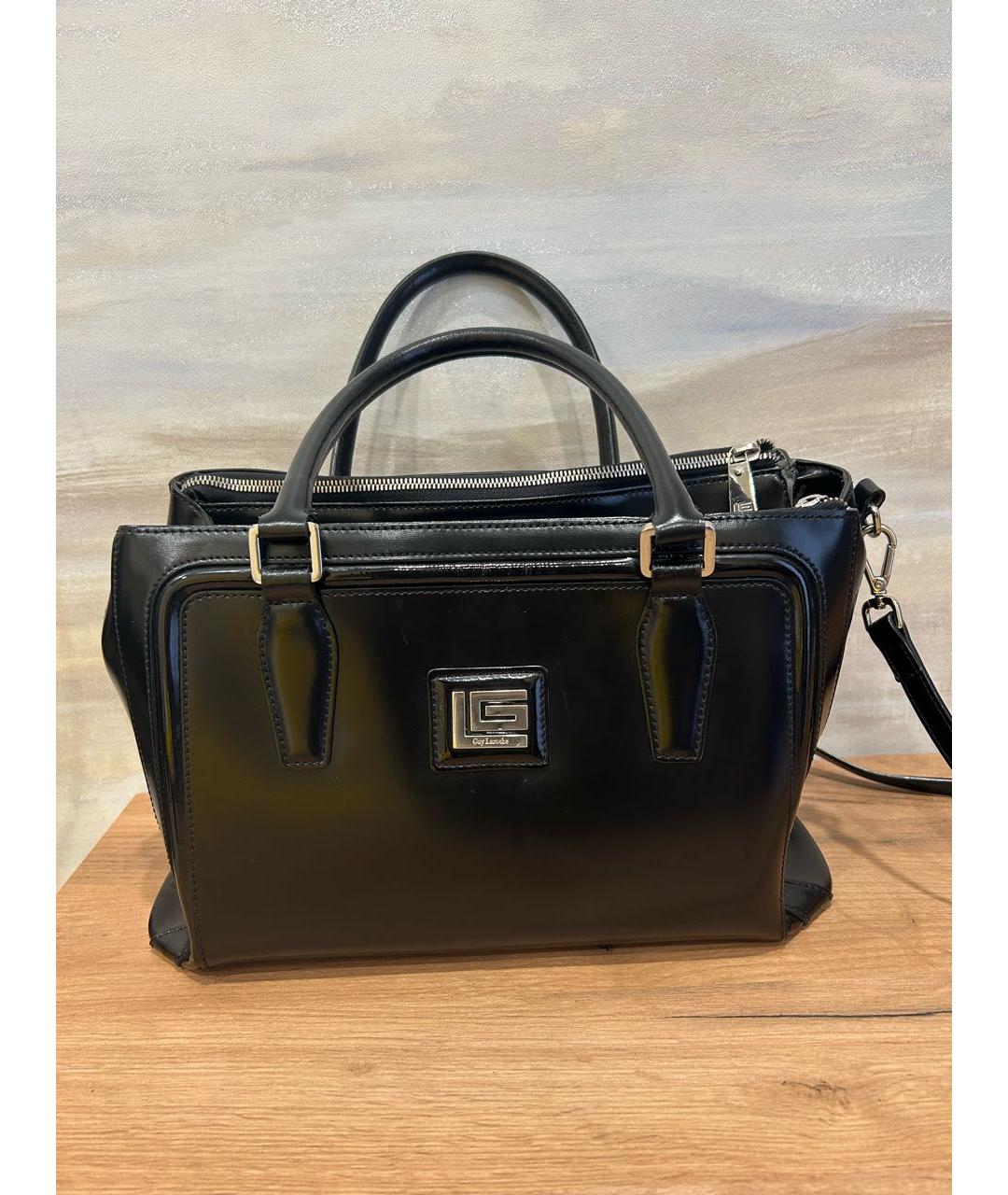 GUY LAROCHE Черная кожаная сумка с короткими ручками, фото 7