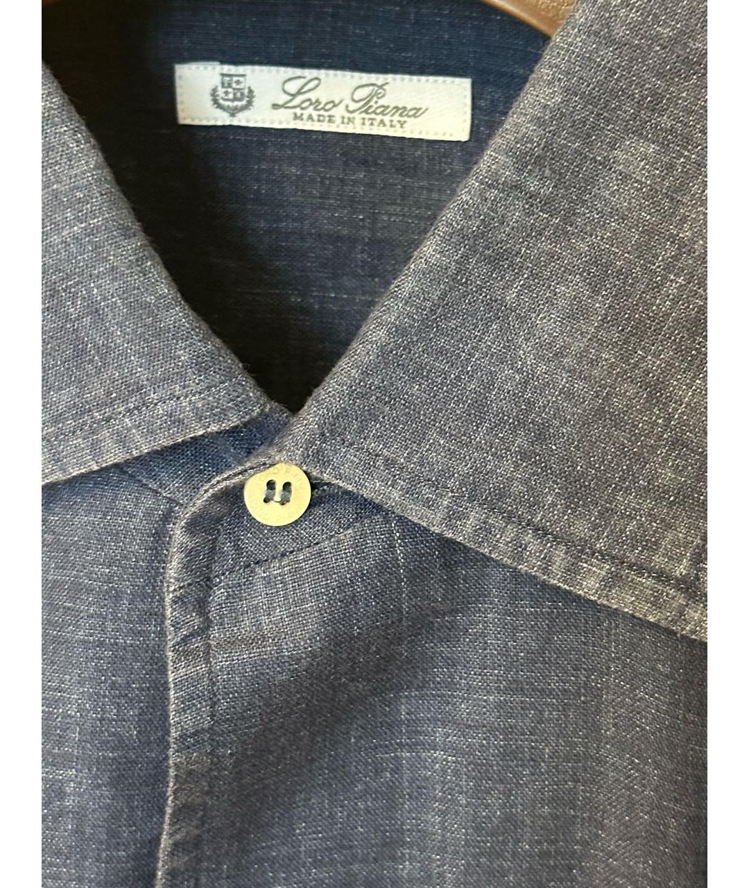 LORO PIANA Синяя льняная кэжуал рубашка, фото 4