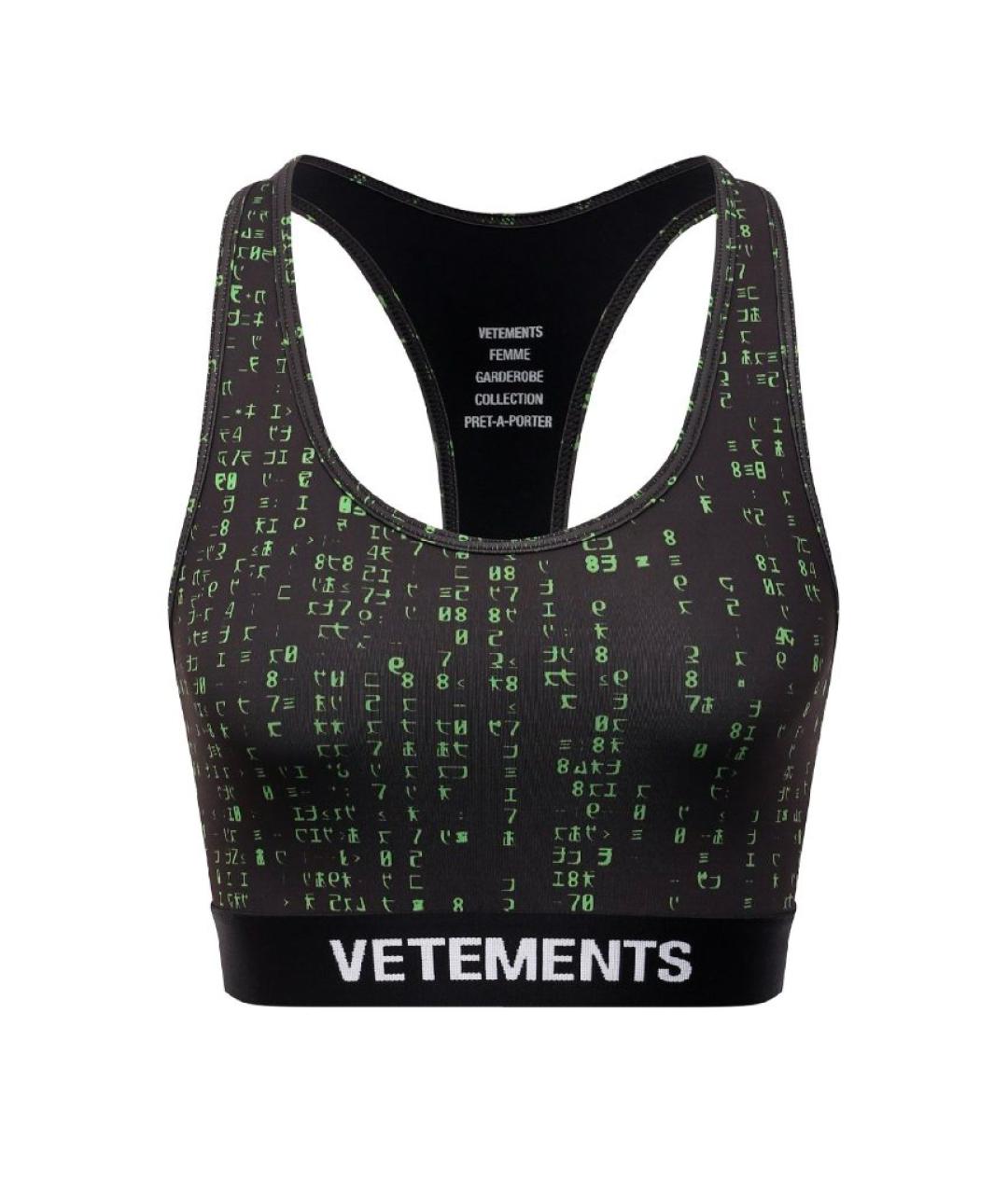 VETEMENTS Черная полиамидовая майка, фото 10