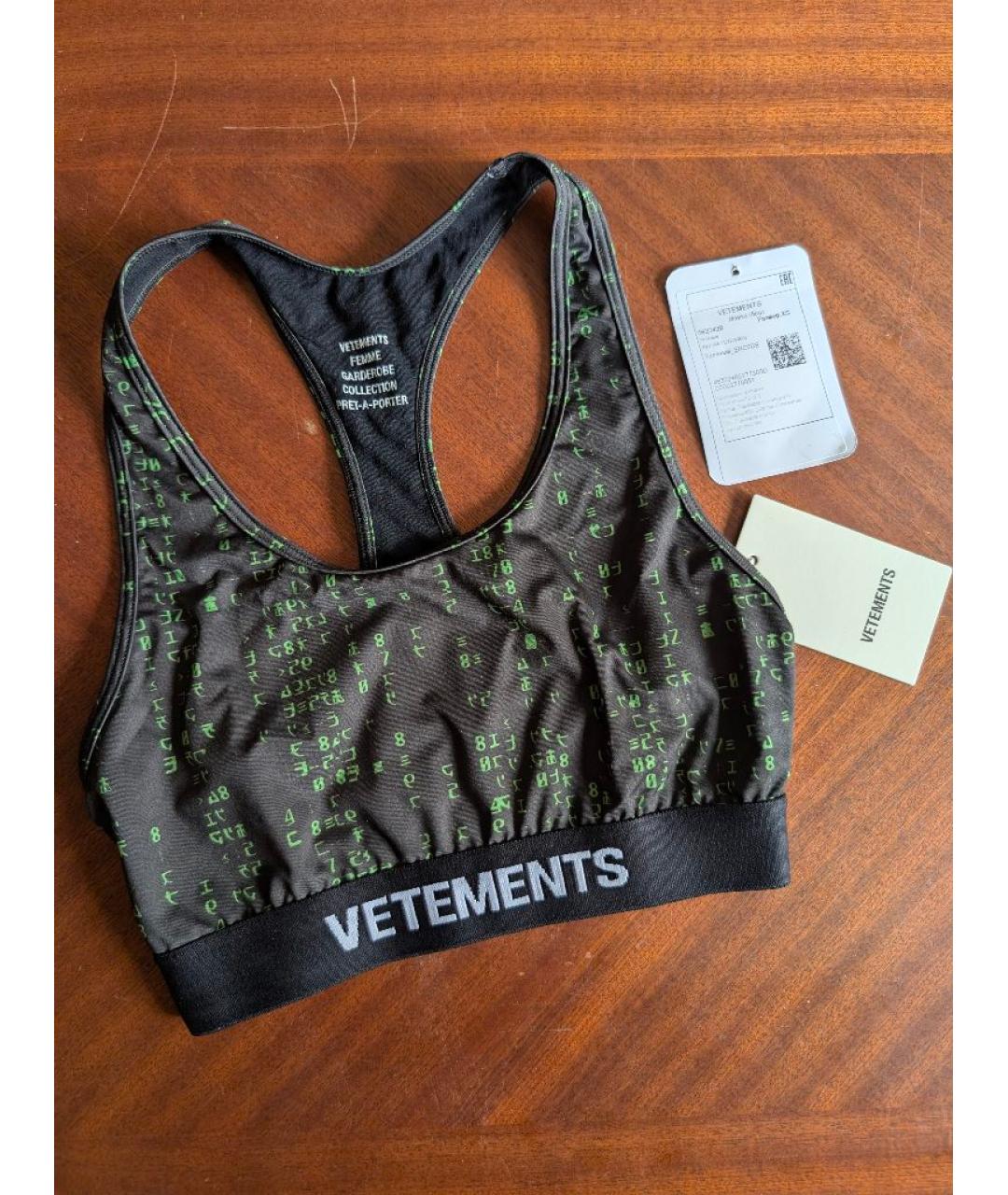 VETEMENTS Черная полиамидовая майка, фото 3