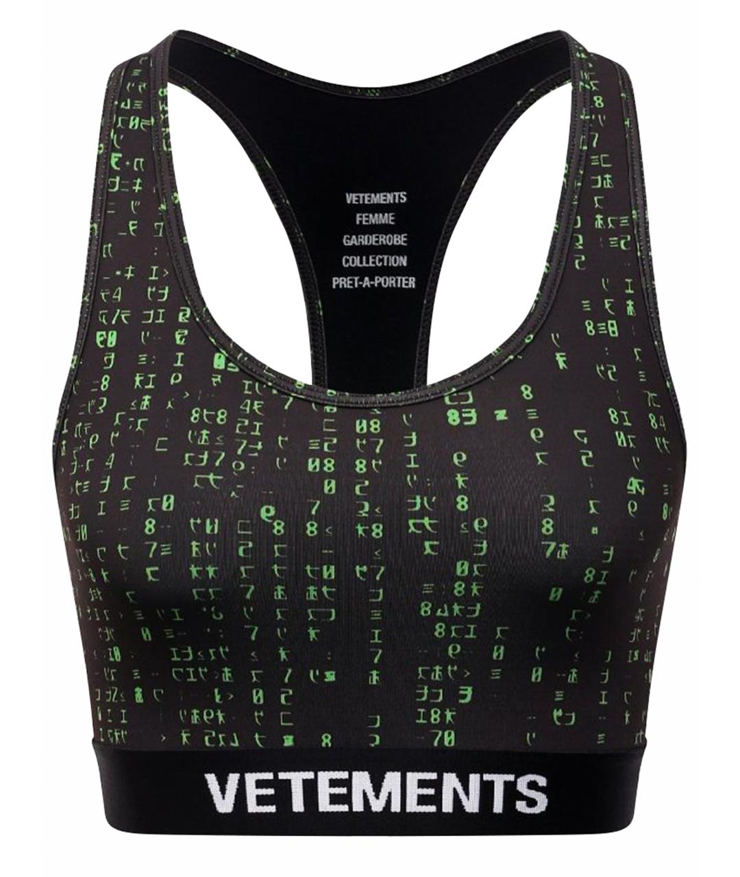 VETEMENTS Черная полиамидовая майка, фото 1