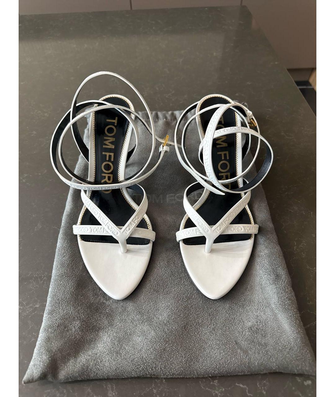 TOM FORD Белые кожаные босоножки, фото 2