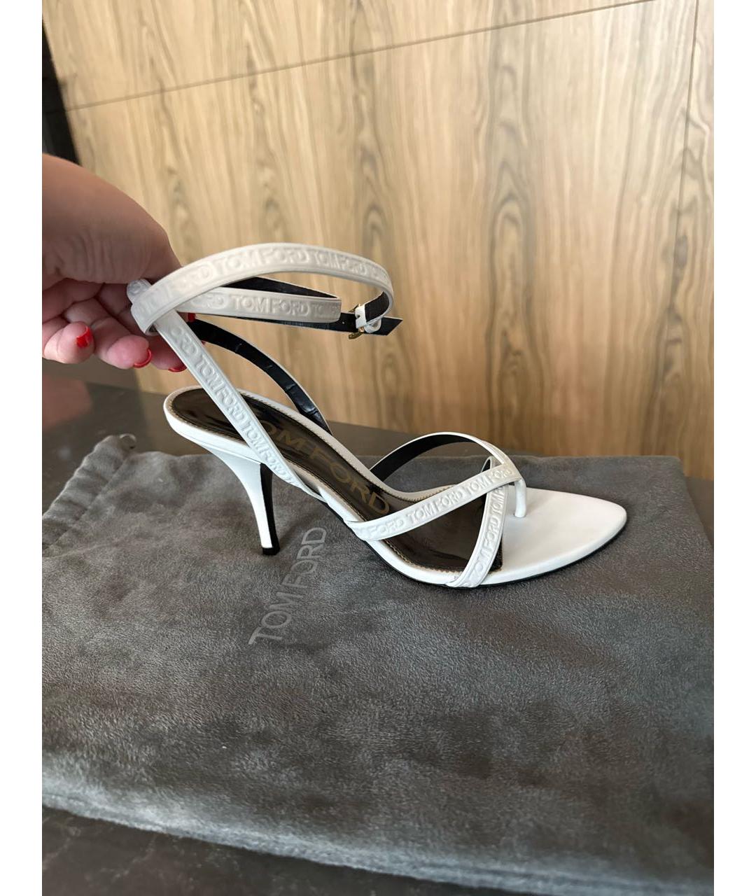 TOM FORD Белые кожаные босоножки, фото 5