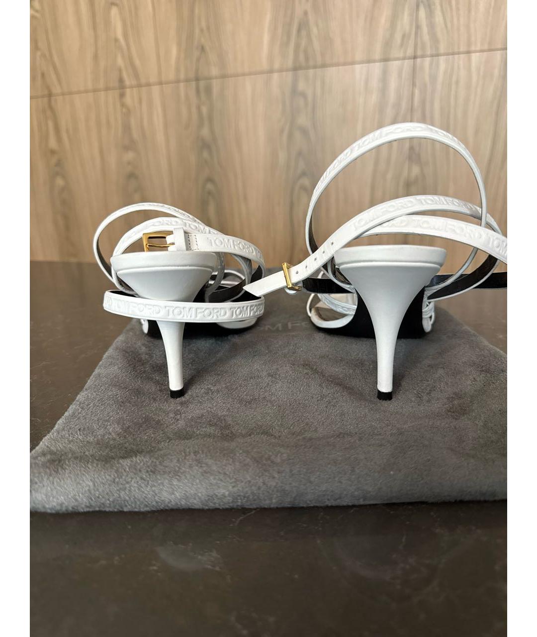 TOM FORD Белые кожаные босоножки, фото 4