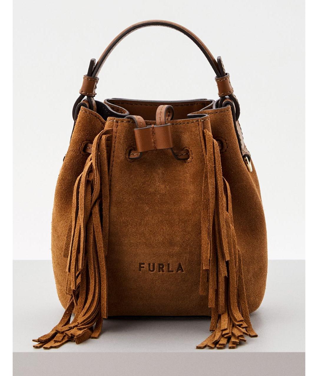 FURLA Коричневая замшевая сумка через плечо, фото 8