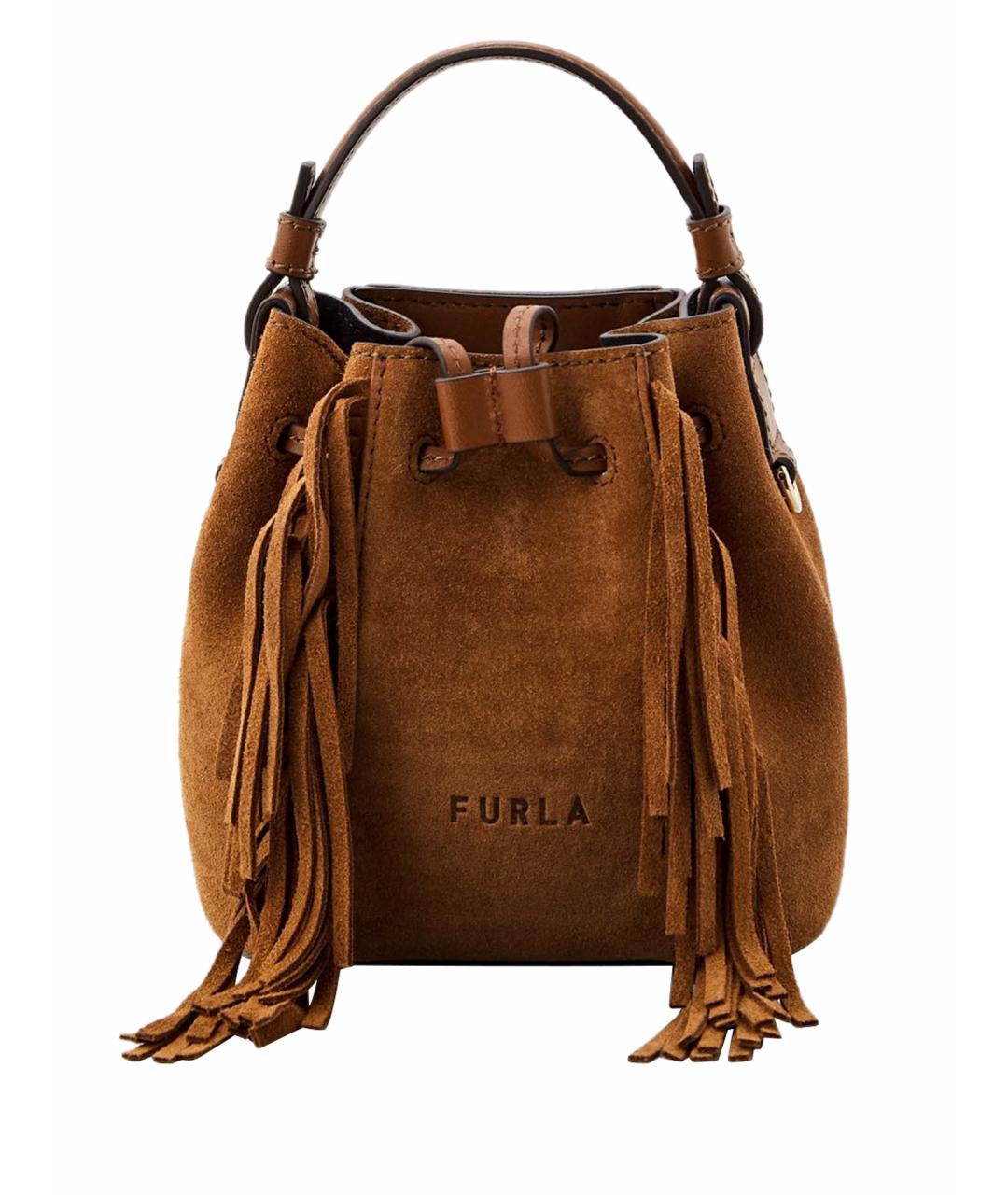 FURLA Коричневая замшевая сумка через плечо, фото 1