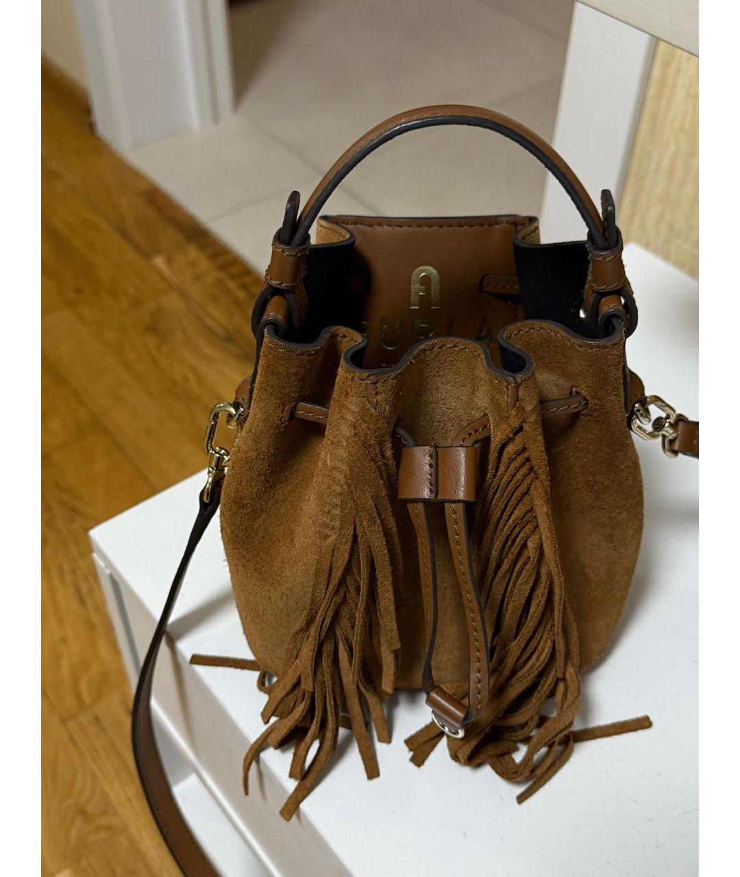 FURLA Коричневая замшевая сумка через плечо, фото 4