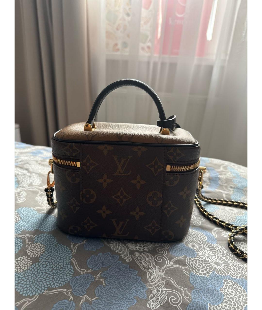 LOUIS VUITTON Коричневая кожаная сумка с короткими ручками, фото 3