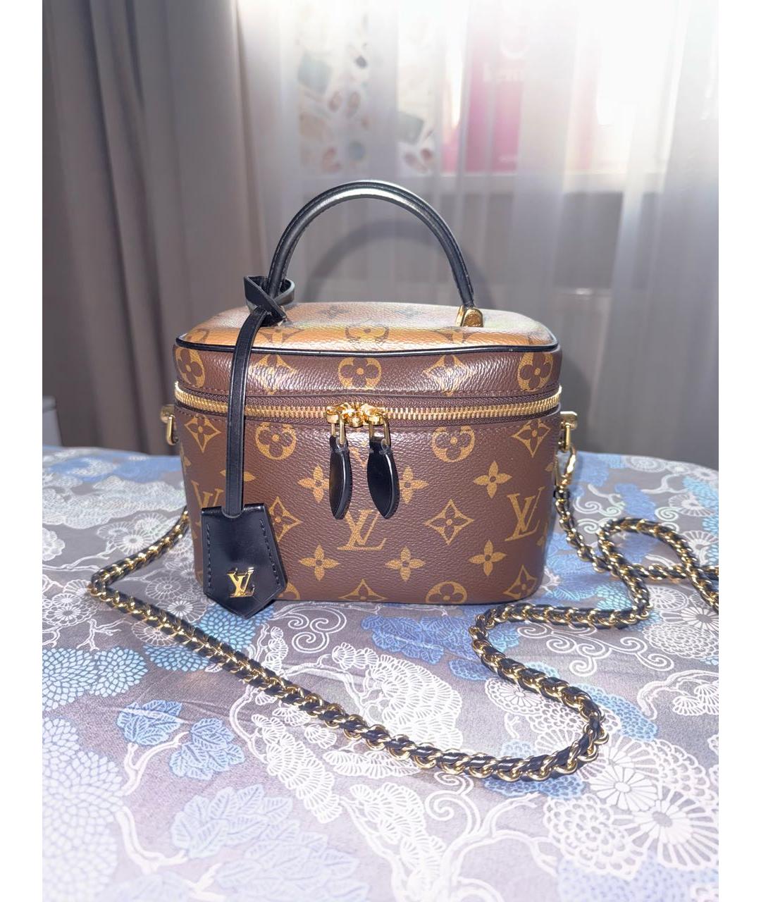 LOUIS VUITTON Коричневая кожаная сумка с короткими ручками, фото 7
