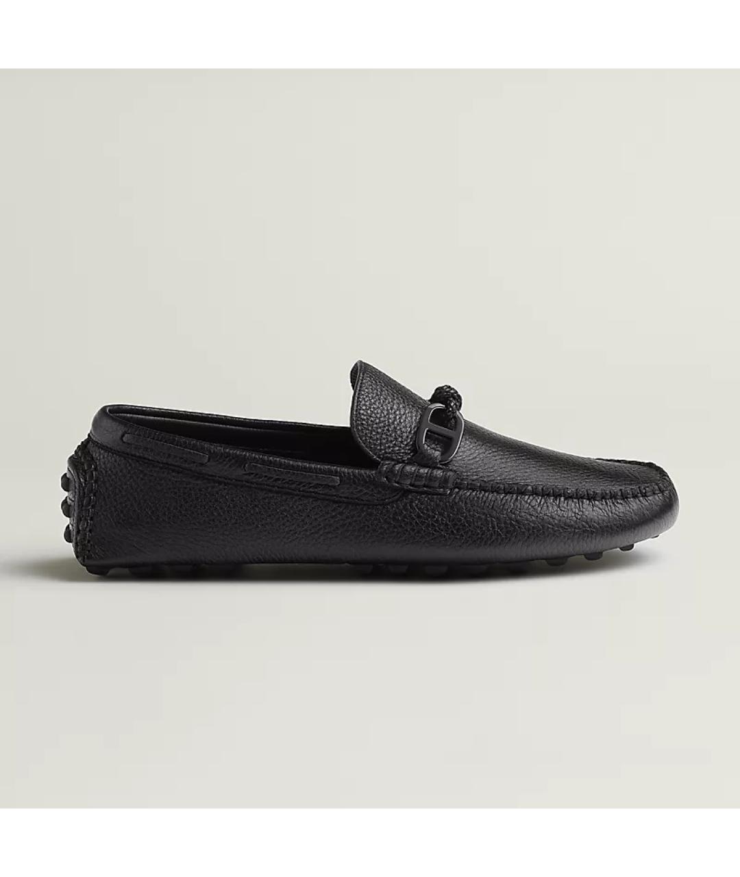 HERMES Черные кожаные мокасины, фото 6