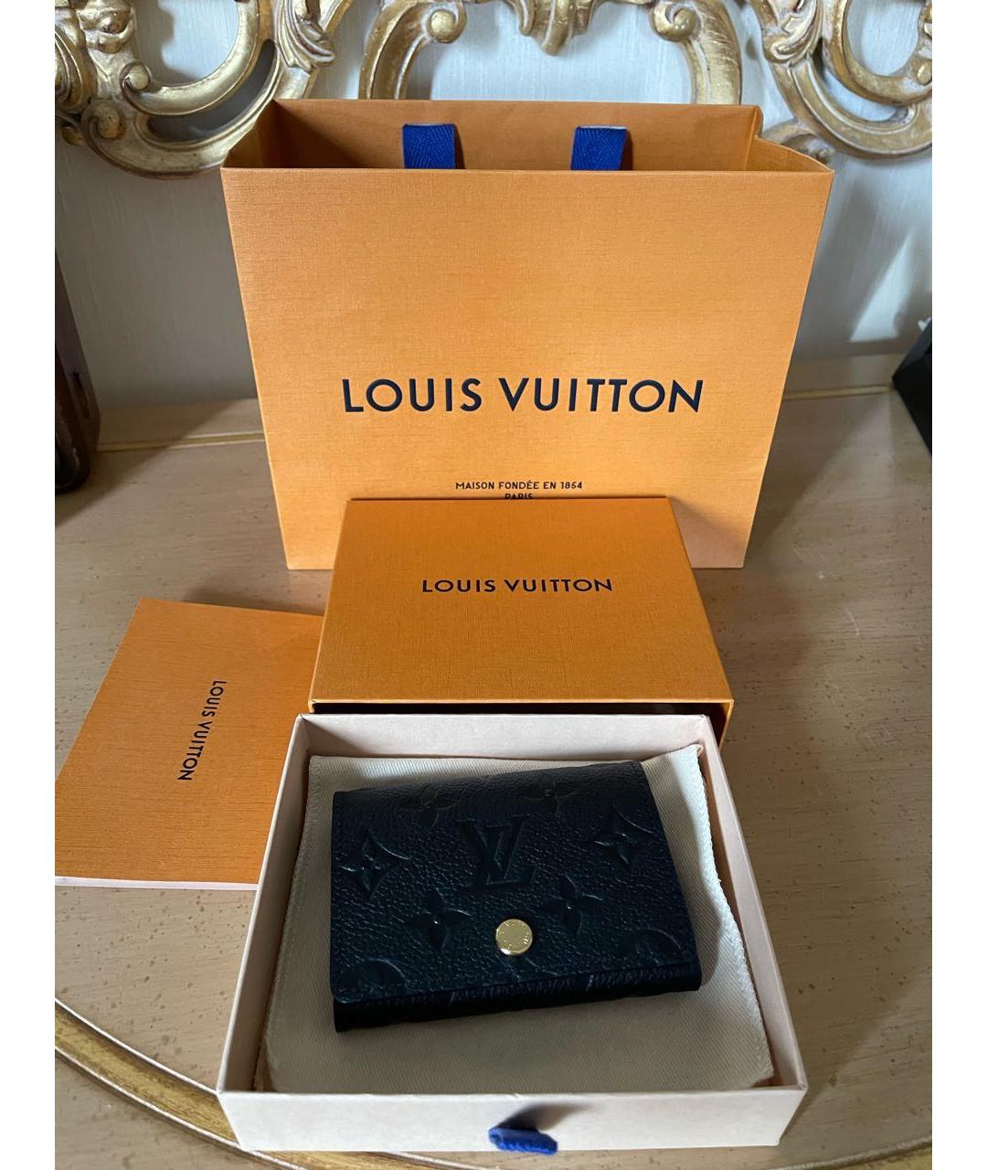 LOUIS VUITTON Черный кожаный кардхолдер, фото 3