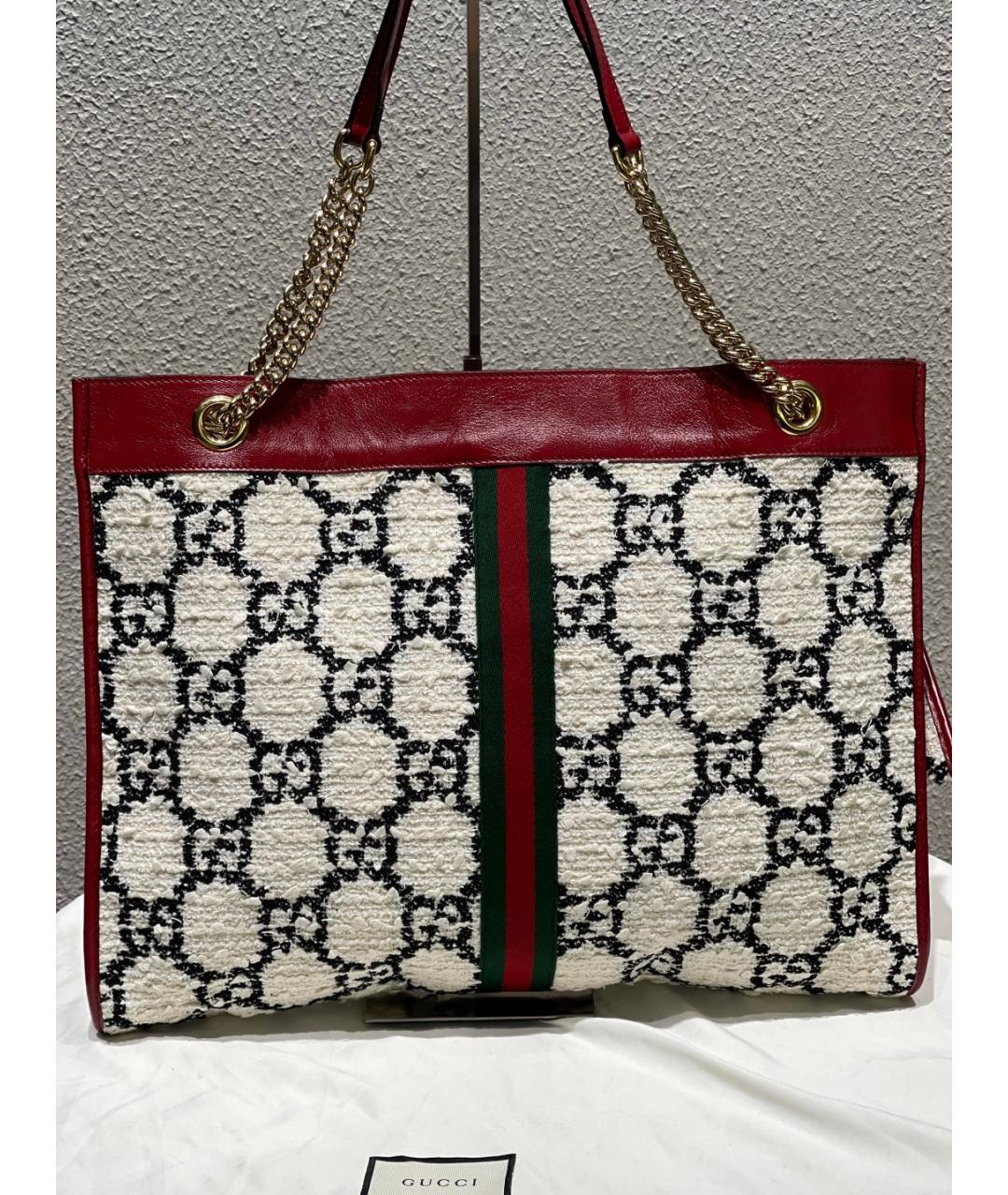 GUCCI Красная пелетеная сумка тоут, фото 6