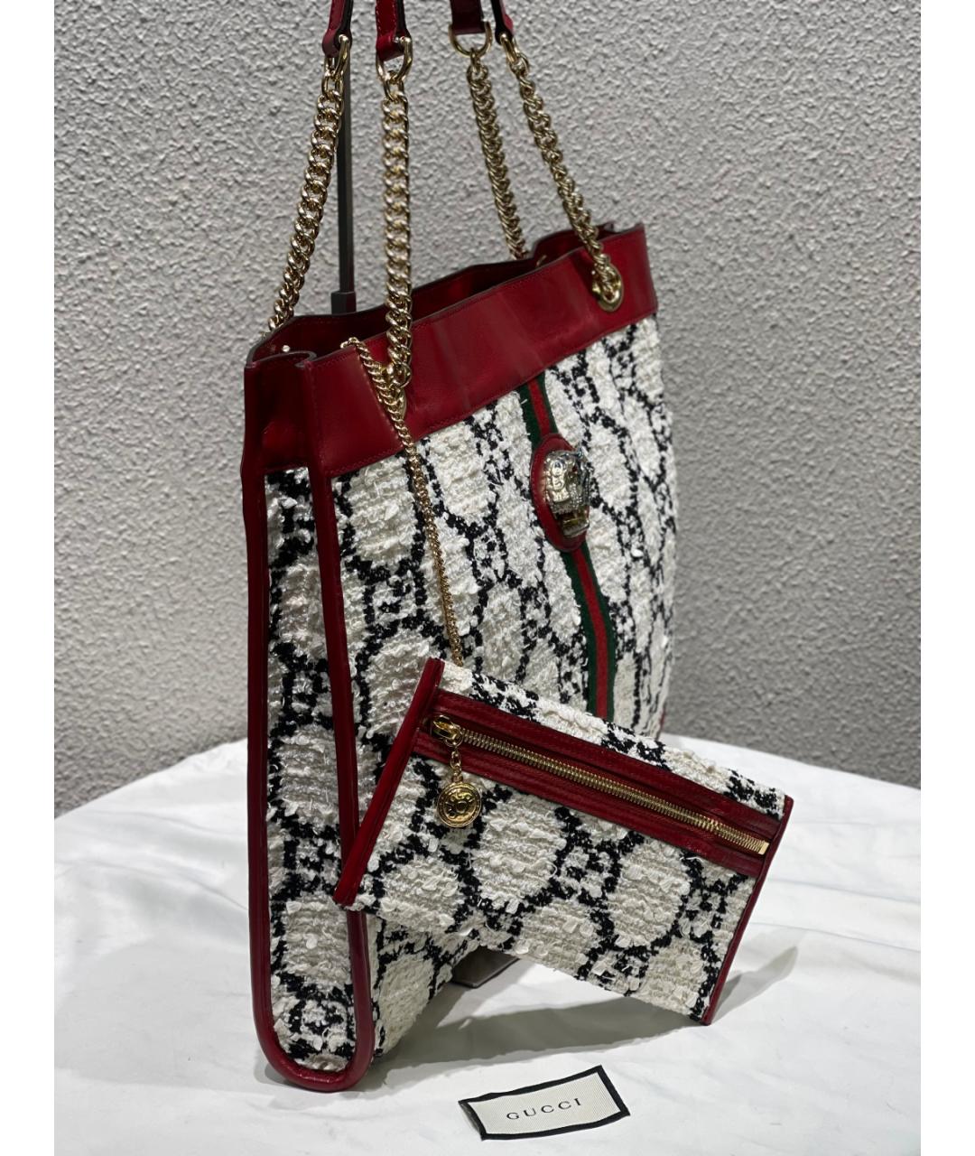 GUCCI Красная пелетеная сумка тоут, фото 3
