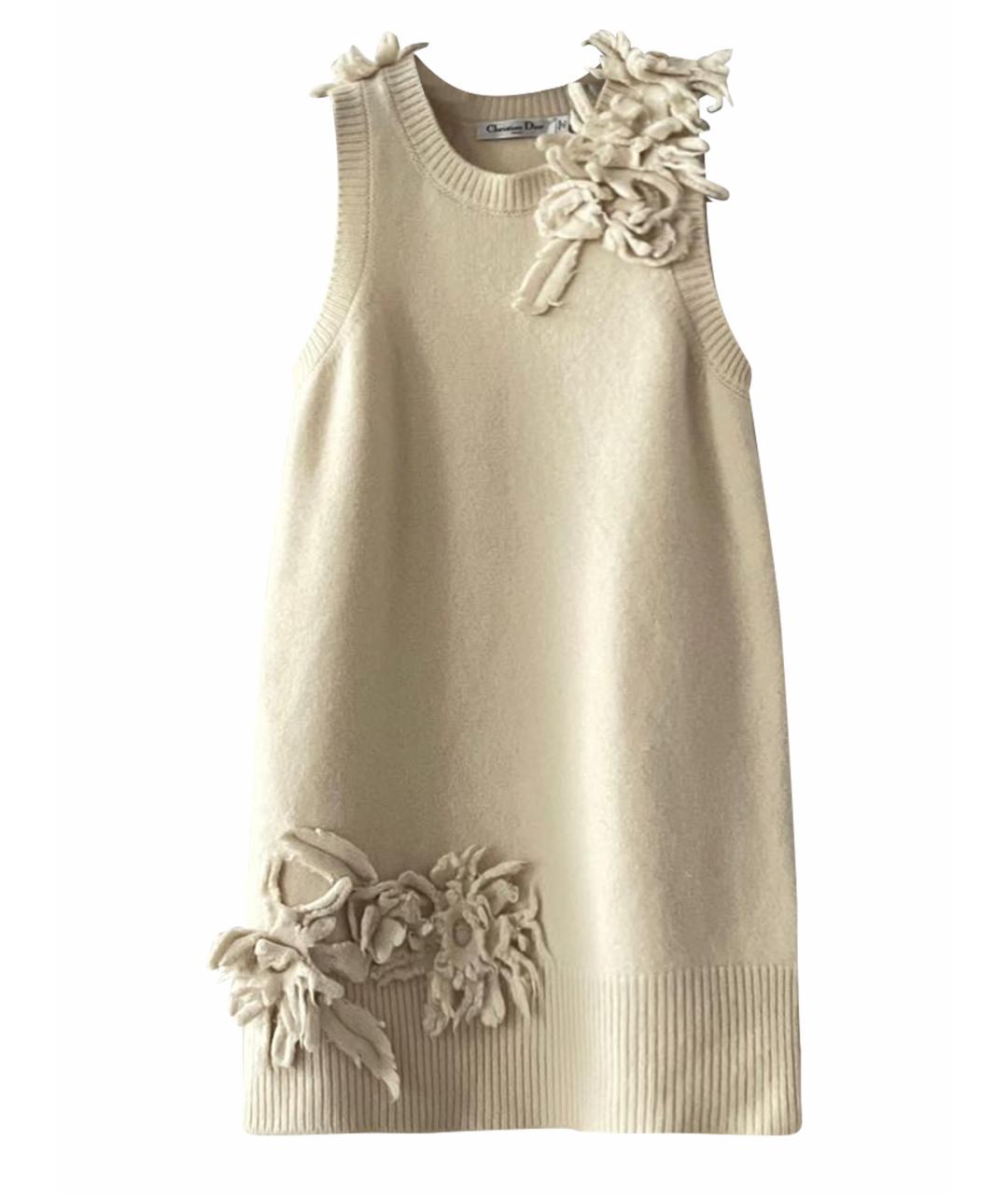 CHRISTIAN DIOR Бежевое кашемировое повседневное платье, фото 1