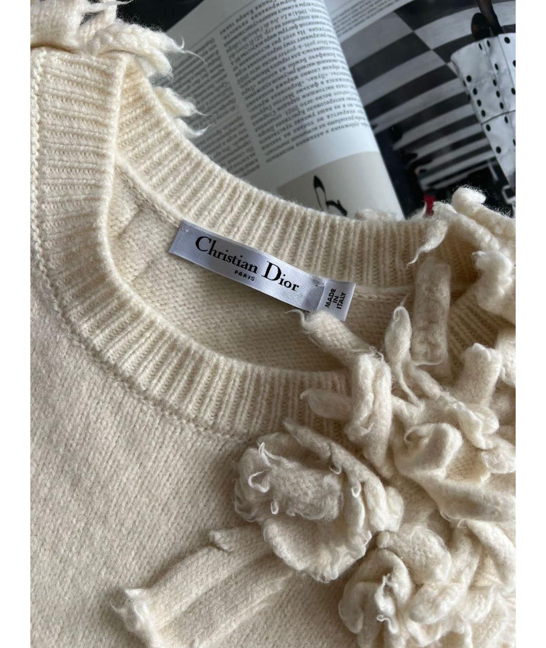 CHRISTIAN DIOR Бежевое кашемировое повседневное платье, фото 4