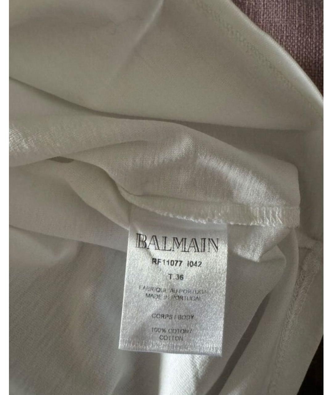 BALMAIN Белая хлопковая футболка, фото 3