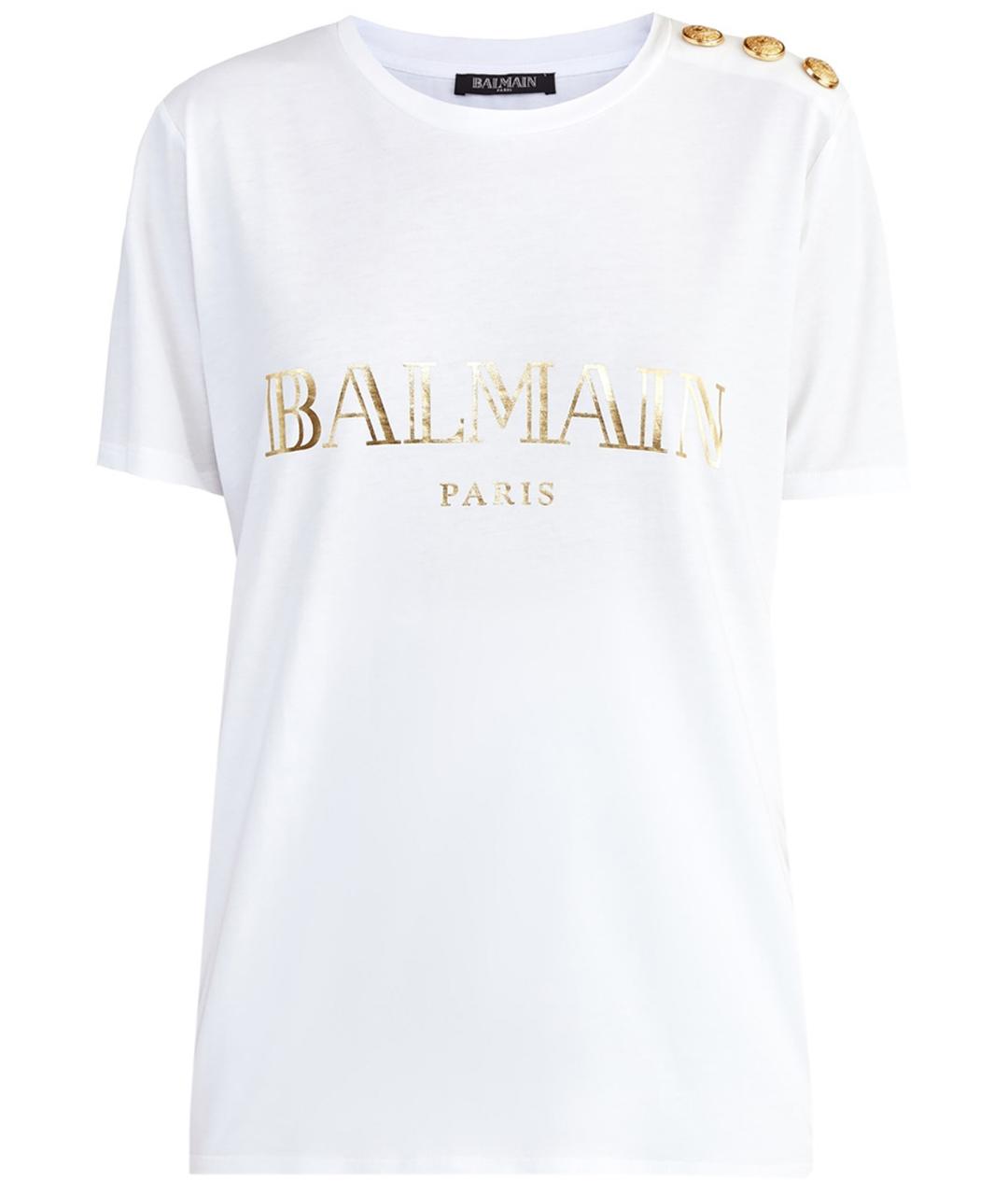 BALMAIN Белая хлопковая футболка, фото 1
