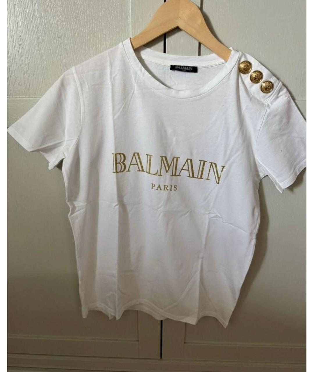 BALMAIN Белая хлопковая футболка, фото 4