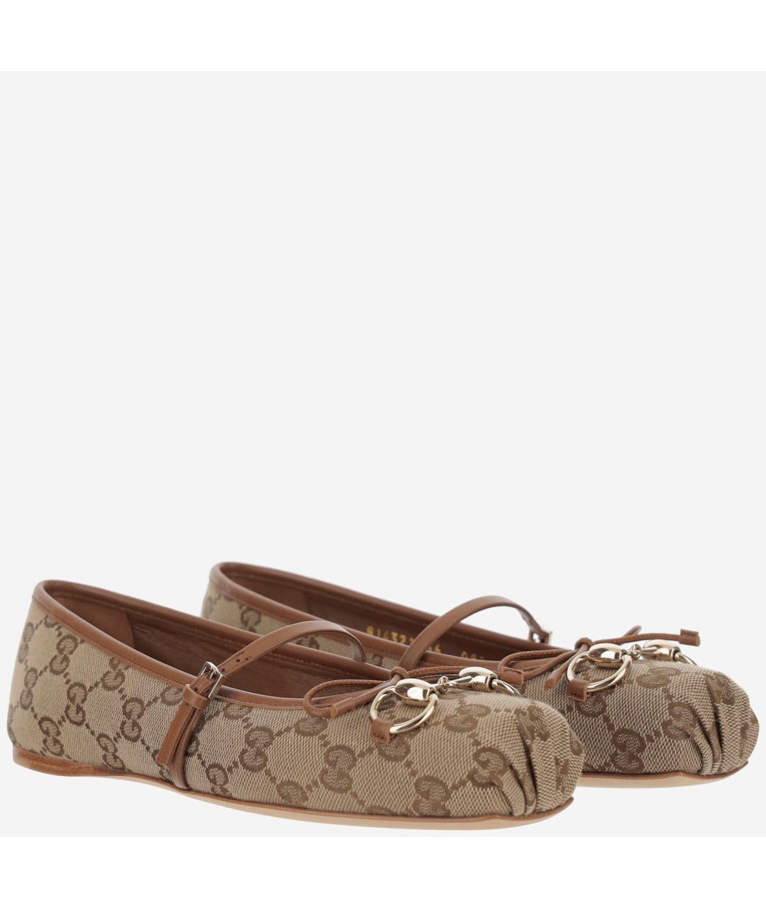 GUCCI Бежевые синтетические балетки, фото 3