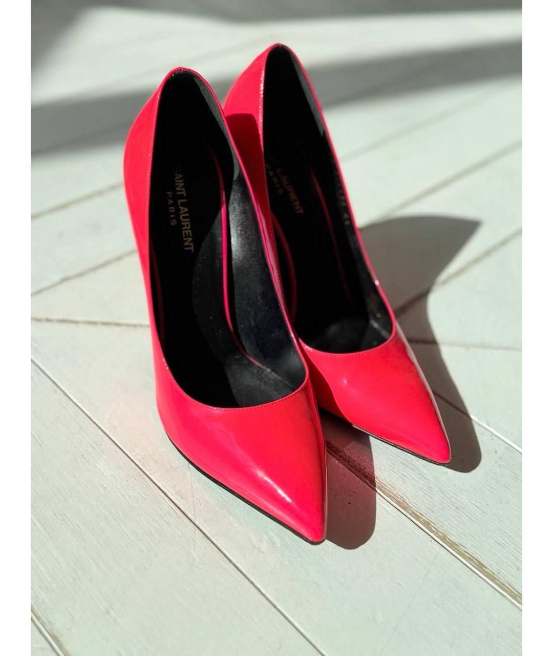 SAINT LAURENT Коралловые туфли из лакированной кожи, фото 2