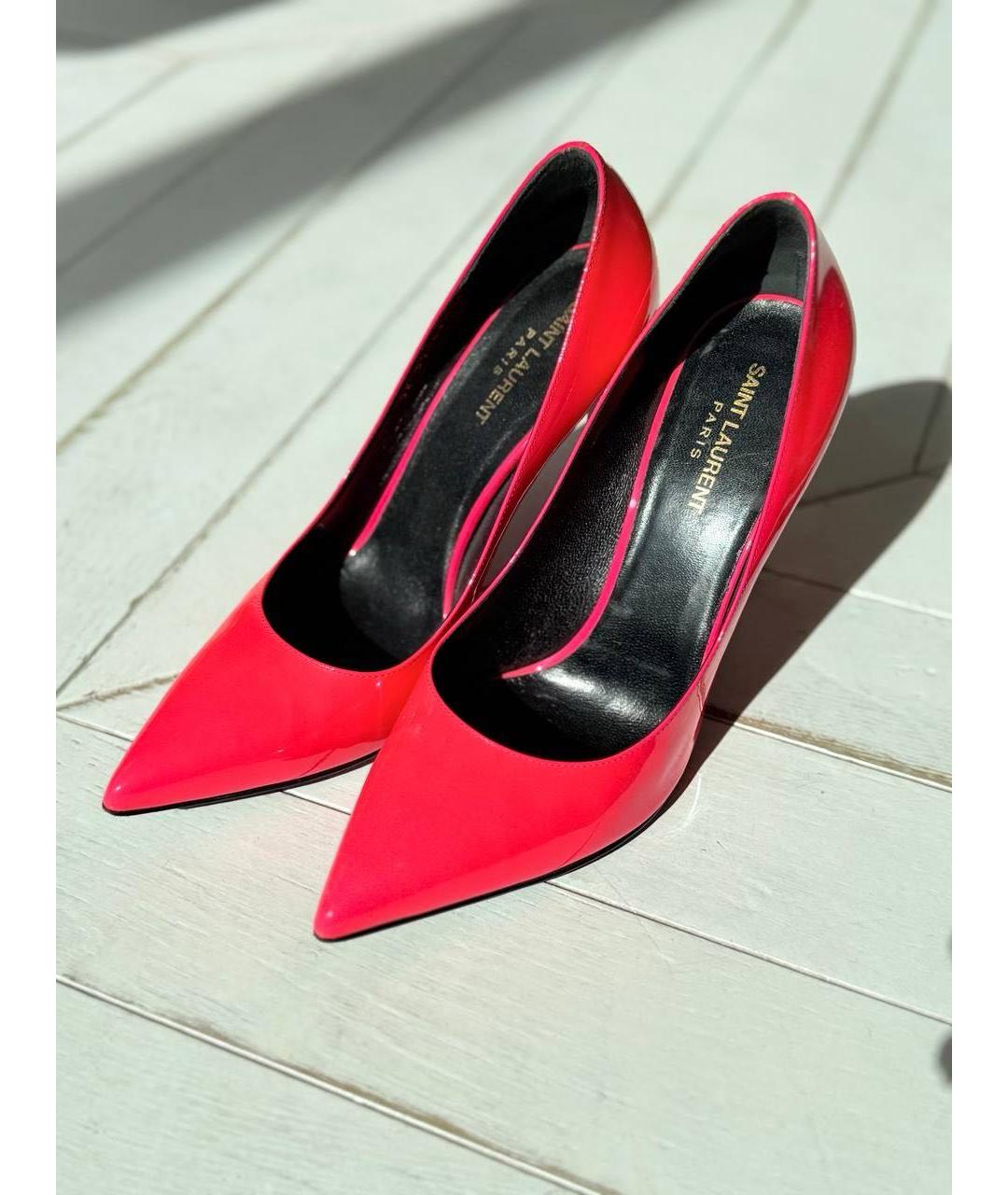 SAINT LAURENT Коралловые туфли из лакированной кожи, фото 3