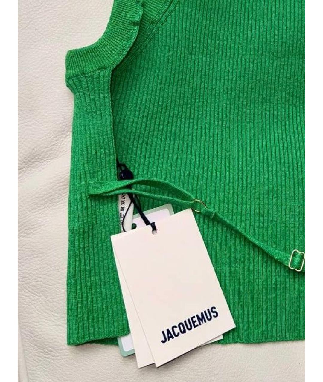 JACQUEMUS Зеленая хлопко-эластановая майка, фото 3
